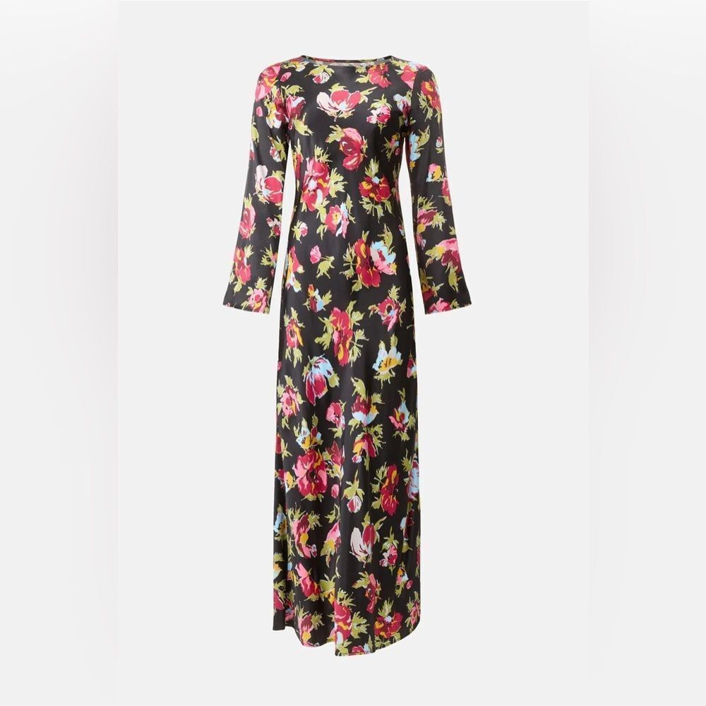 RIXO x RTR Floral Long Sleeve Satin Luxury Dress Gown XL Formal